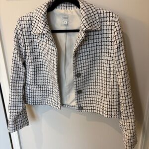 J. Crew Women's Black and Cream Checkered Blazer